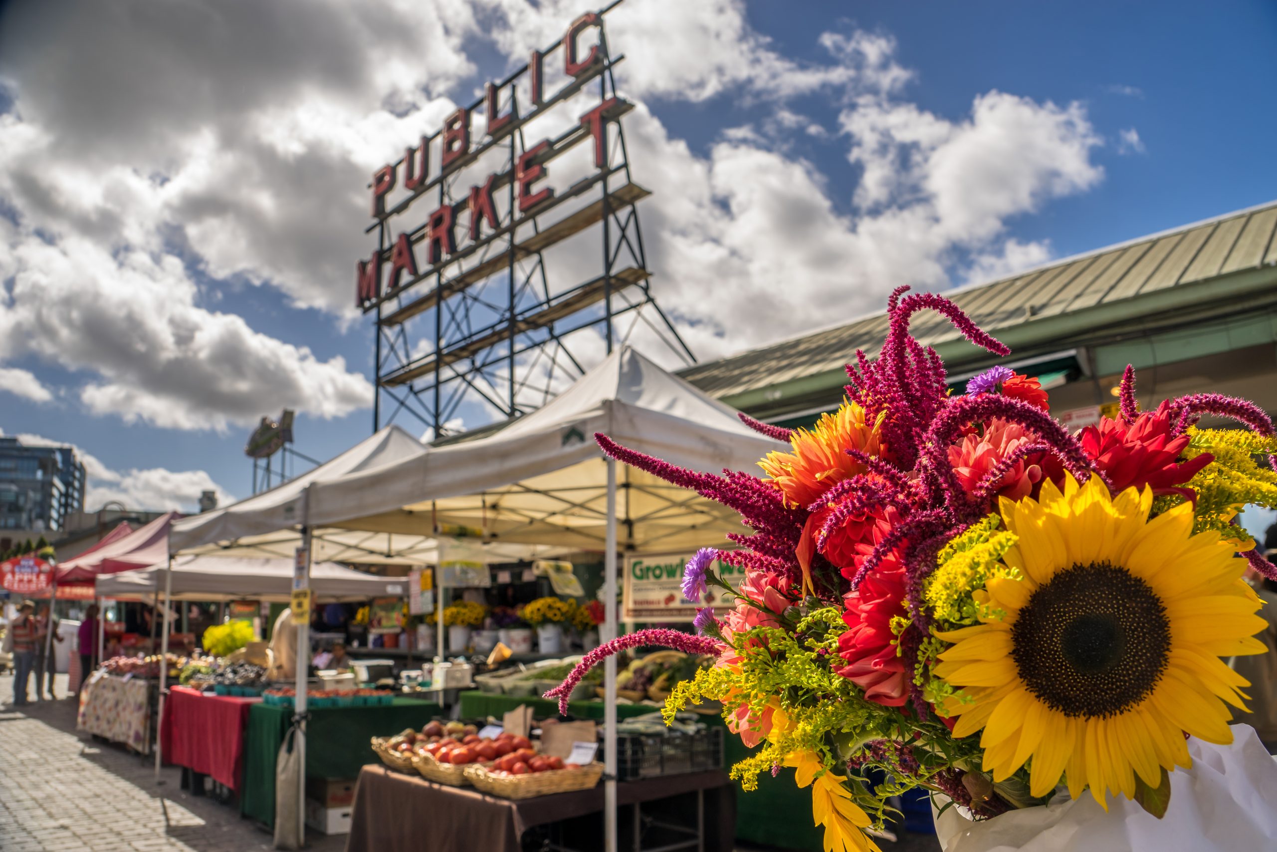 Pike Place Market, Seattle, WA.
City Fish Market fish, Pike Place Market, Public Market Sign, Visit Seattle, farmer's market, flowers